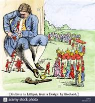 Gulliver a Lilliput come descritto da Jonathan Swift in Gullivers ...