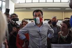 Matteo Salvini, leader of the League, during his political tour in Sicily, met the fishermen of Porticello...