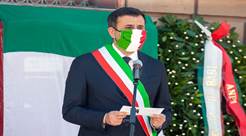 BARI, ITALY - APRIL 25: The mayor of Bari, Antonio Decaro during his speech . 75th anniversary of the...