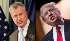 Risultato immagini per De Blasio contro Trump