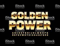 Vector Bright Sign Golden Power With Golden Modern Font Chic ...