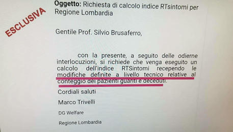 Un fermo immagine del documento su Rt Lombardia tratto dall'esclusiva del TG3 della RAI  ANSA